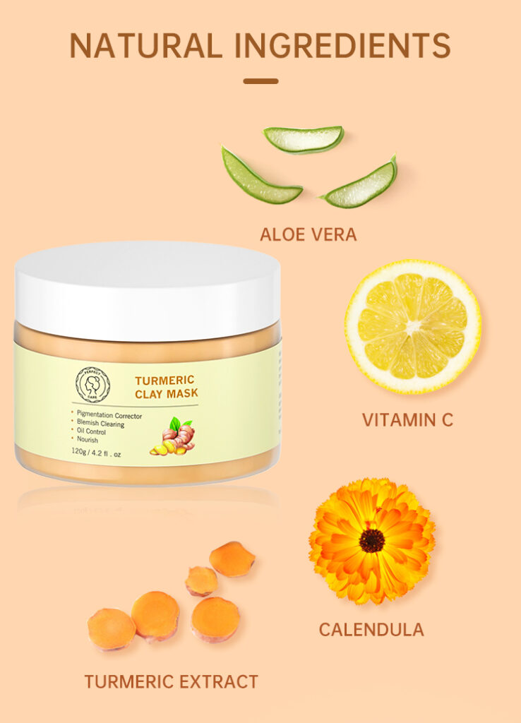 PERFECT CARE Turmeric Clay Mask Clay Facial Mask with Vitamin C E for Radiant Skin