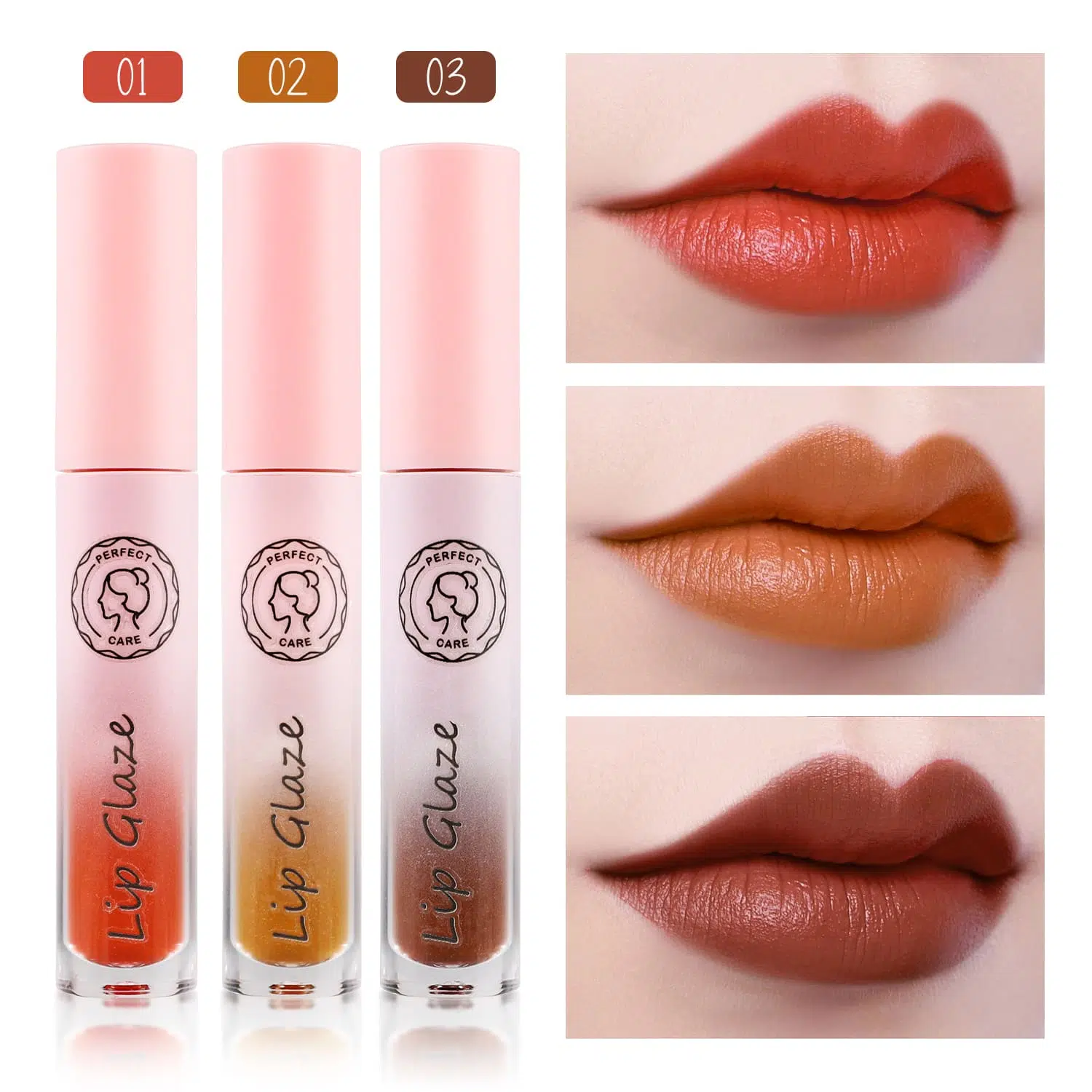 Lip Glaze High-Shine and Glossy Finish With Three Colors Lip Glaze High-Shine and Glossy Finish With Three Colors
