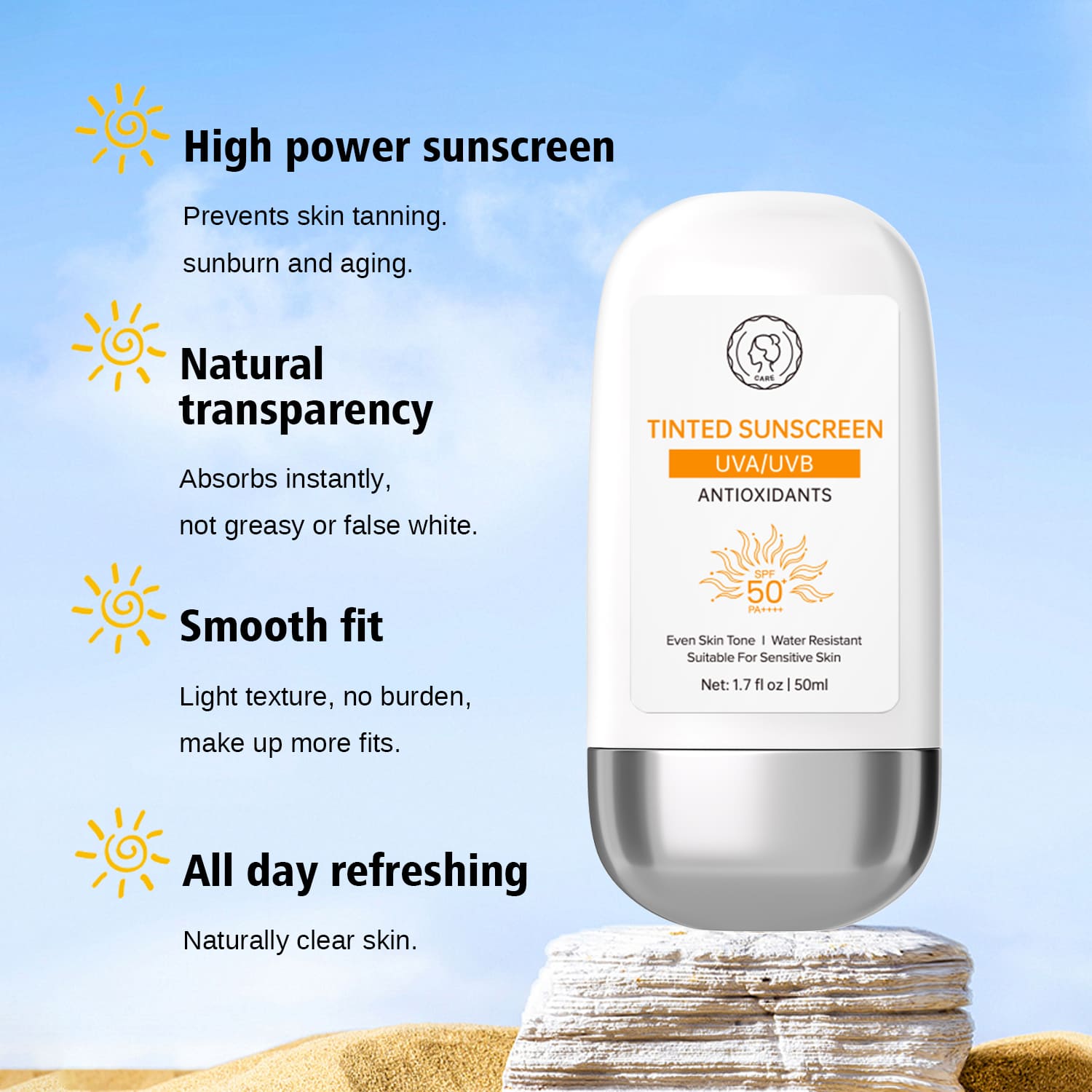 Tinted Sunscreens Against Both UVA and UVB Rays Tinted Sunscreens Against Both UVA and UVB Rays