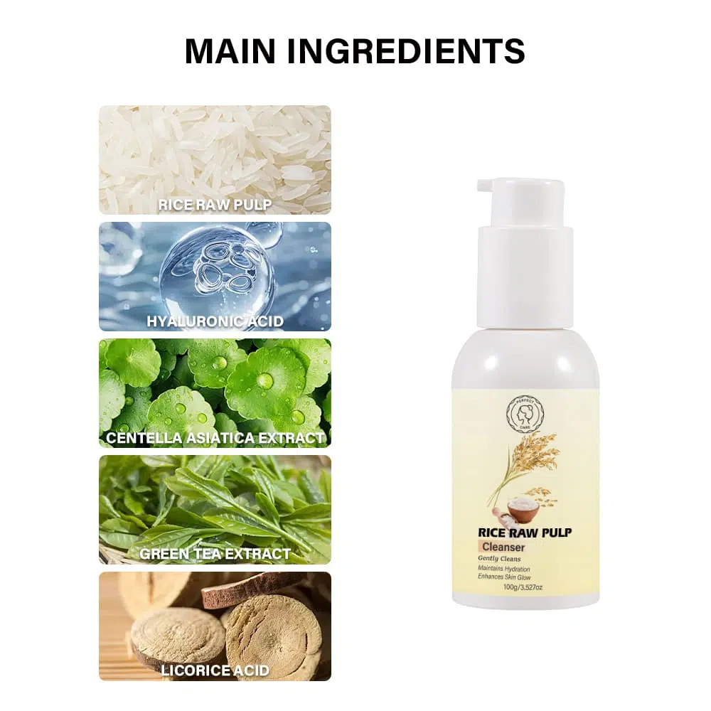 Rice Raw Pulp Cleanser – Natural Hydration and Exfoliation main indgredients of Rice Raw Pulp Cleanser