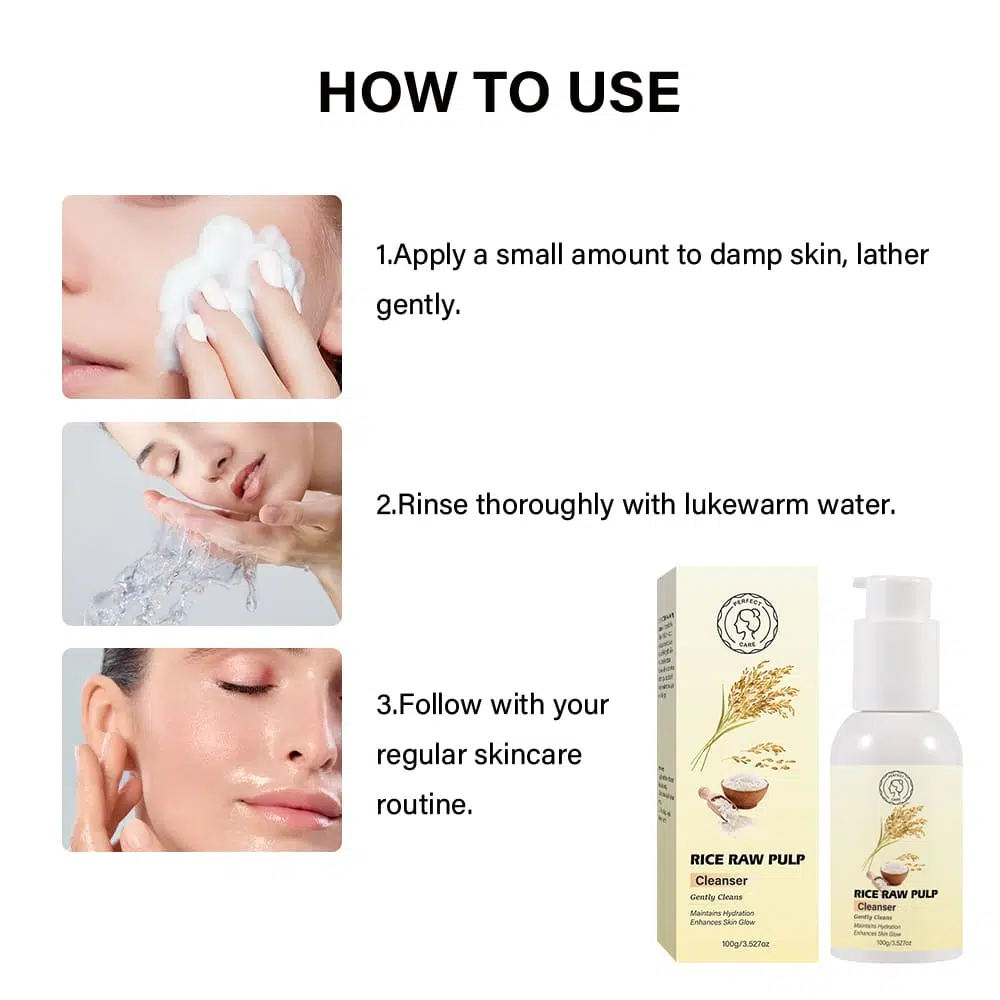 Rice Raw Pulp Cleanser – Natural Hydration and Exfoliation How to use Rice Raw Pulp Cleanser
