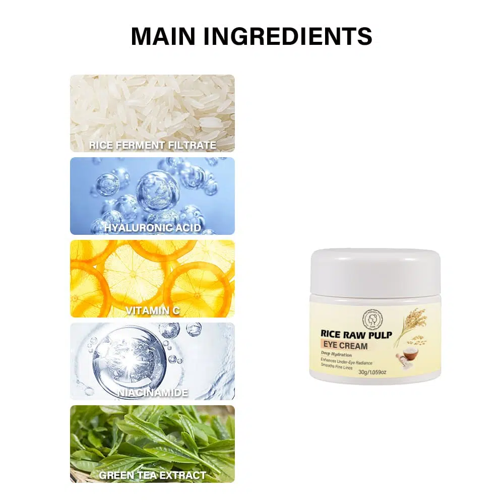 Rice Raw Pulp Eye Cream for Bulk– Effective Dark Circle &Puffines Main Ingredients of rice eye cream