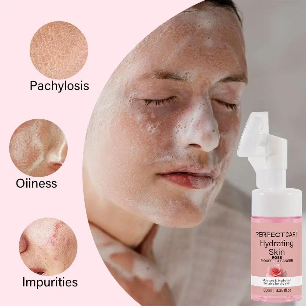Rose Mousse Foam Cleanser,Skincare Facial Cleanser Factory