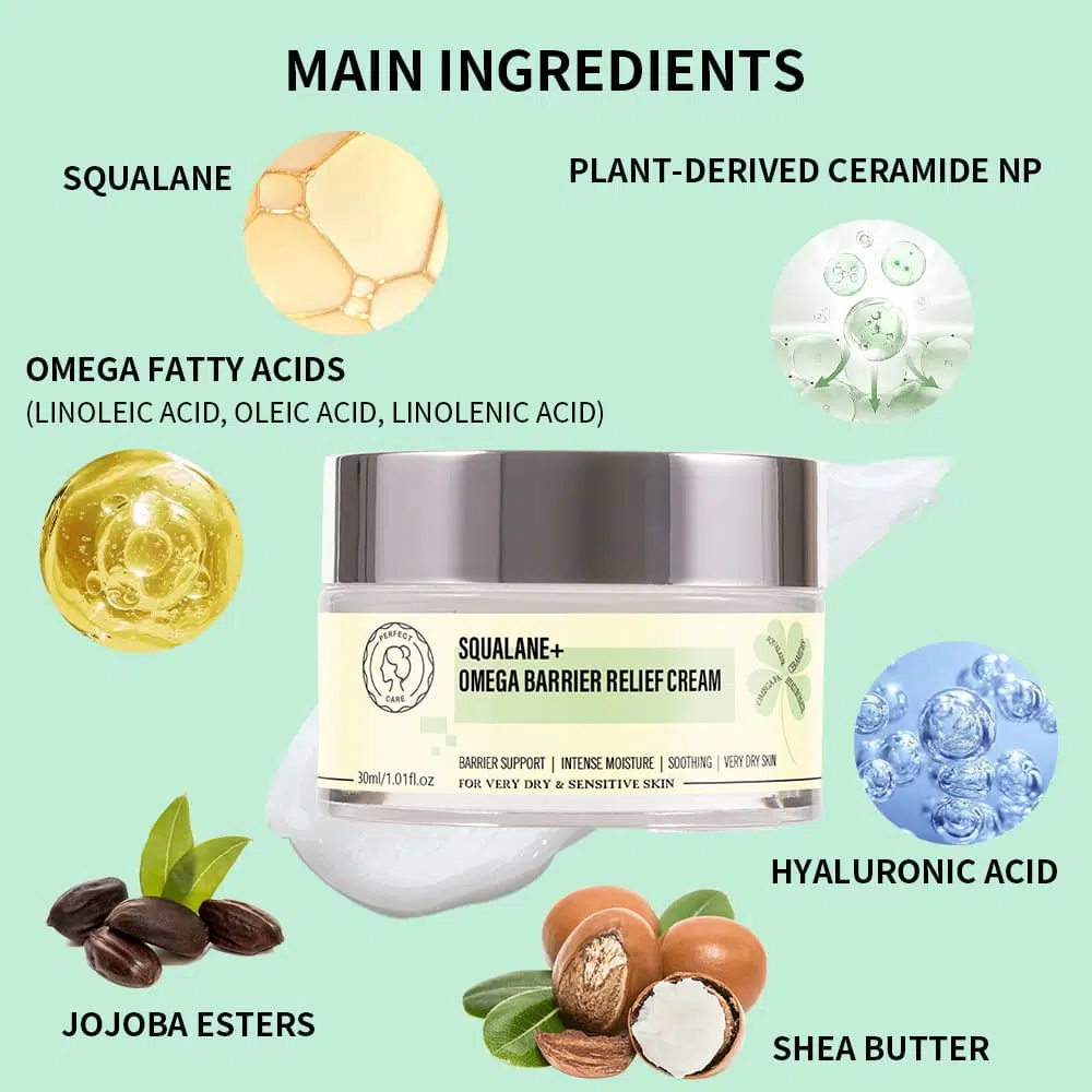 Squalane+ Omega Barrier Relief Cream, OEM Skincare Supplier Ingredients of Squalane+ Omega Barrier Relief Cream, OEM Skincare Supplier